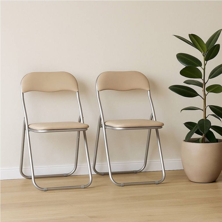 Set 2 sedie pieghevoli imbottite beige struttura in metallo - Antenore