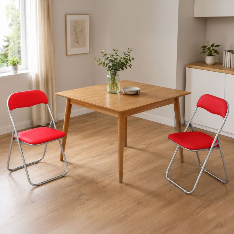 Set 2 sedie pieghevoli imbottite rosse struttura in metallo - Antenore