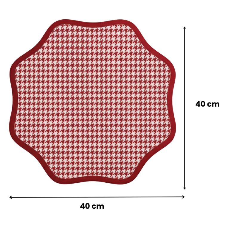 Set 2 Tovagliette-Sottopiatti in Ecopelle Tim, Rosso e Rosa 40x40 cm, Micro pied de poule, Lavabili e Antiscivolo, Indoor-Outdoor, Made in Italy