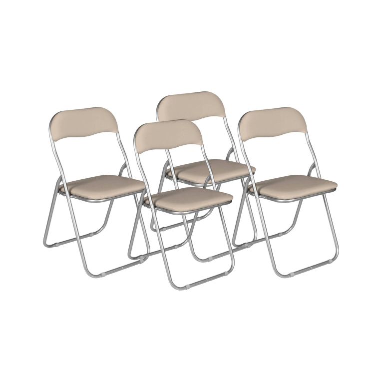 Set 4 sedie pieghevoli imbottite beige struttura in metallo - Antenore