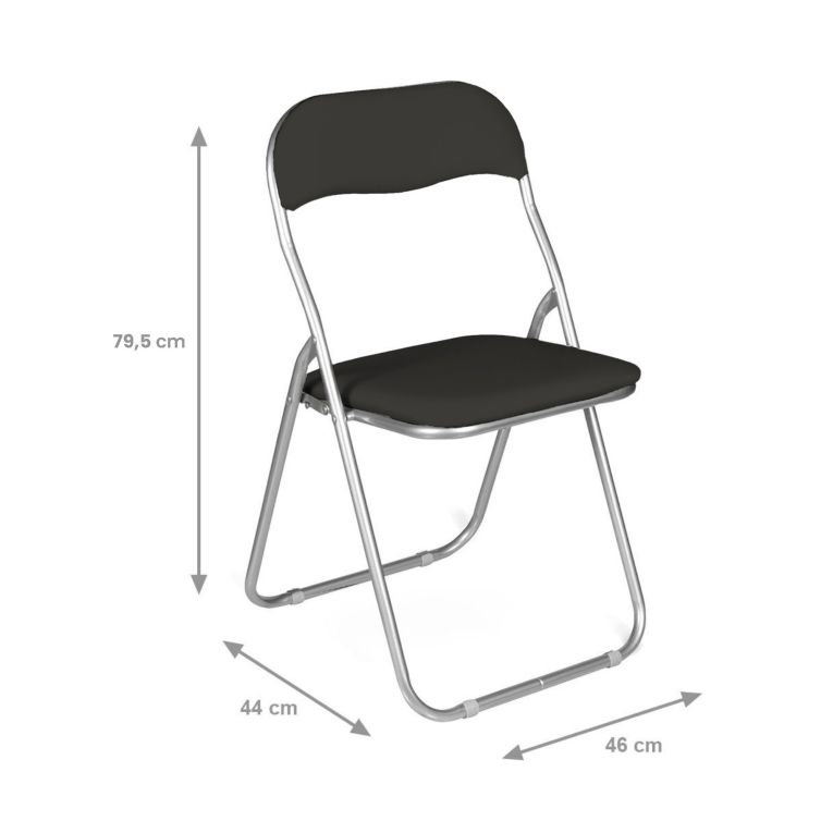 Set 4 sedie pieghevoli imbottite nere struttura in metallo - Antenore
