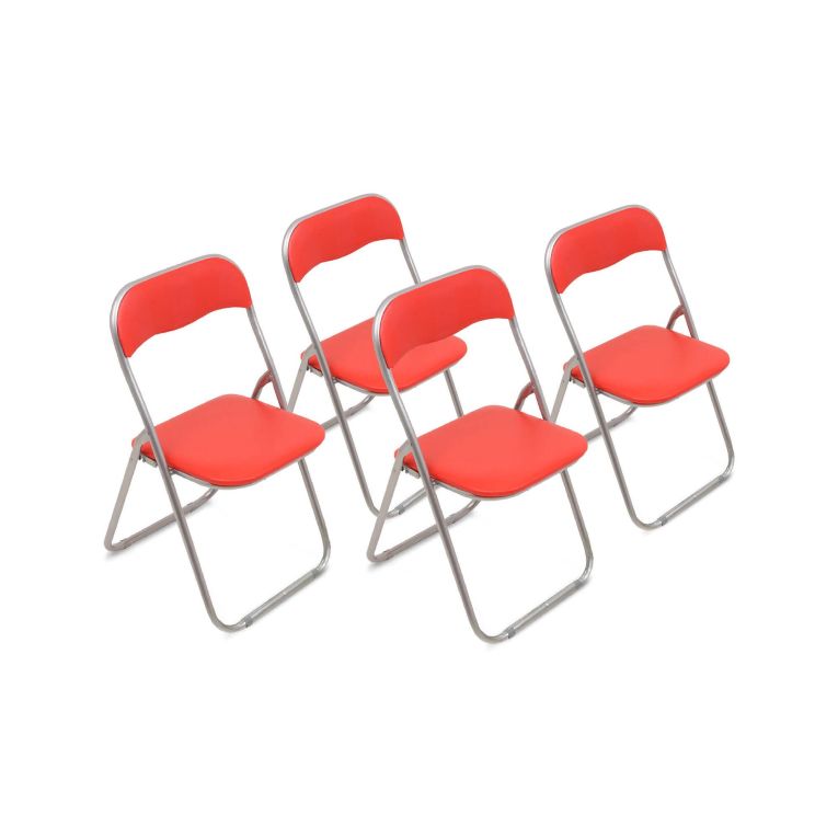 Set 4 sedie pieghevoli imbottite rosse struttura in metallo - Antenore