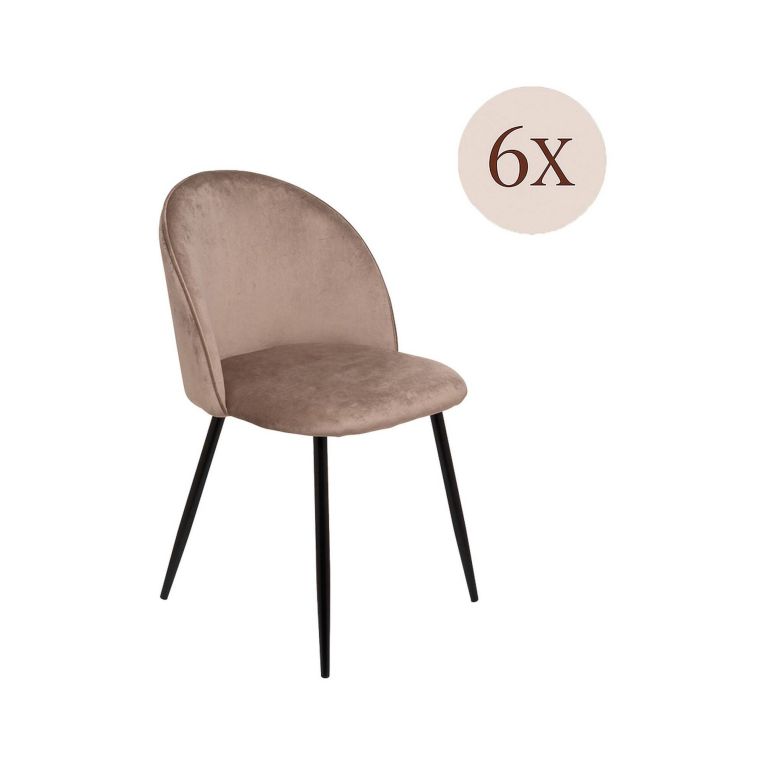 Set 6 Sedie da Cucina Imbottite in Velluto Grigio Tortora Struttura Metallo Ergonomiche 51x54x82h cm per Sala da Pranzo e Ufficio – Achito