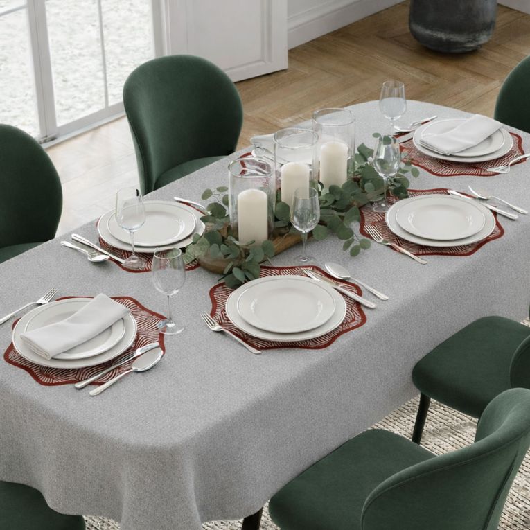 Set 6 Tovagliette-Sottopiatti in Ecopelle Kalp, Rosso e Rosa 40x40 cm, Cerchi intrecciati, Lavabili e Antiscivolo, Indoor-Outdoor, Made in Italy