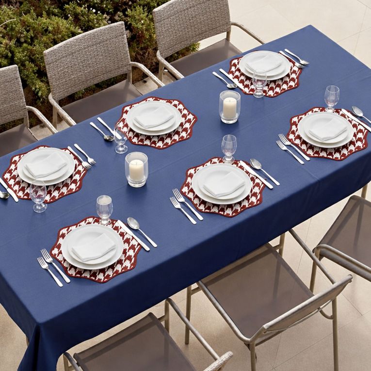 Set 6 Tovagliette-Sottopiatti in Ecopelle Serce, Rosso e Rosa 40x40 cm, Fantasia pied de poule, Lavabili e Antiscivolo, Indoor-Outdoor, Made in Italy