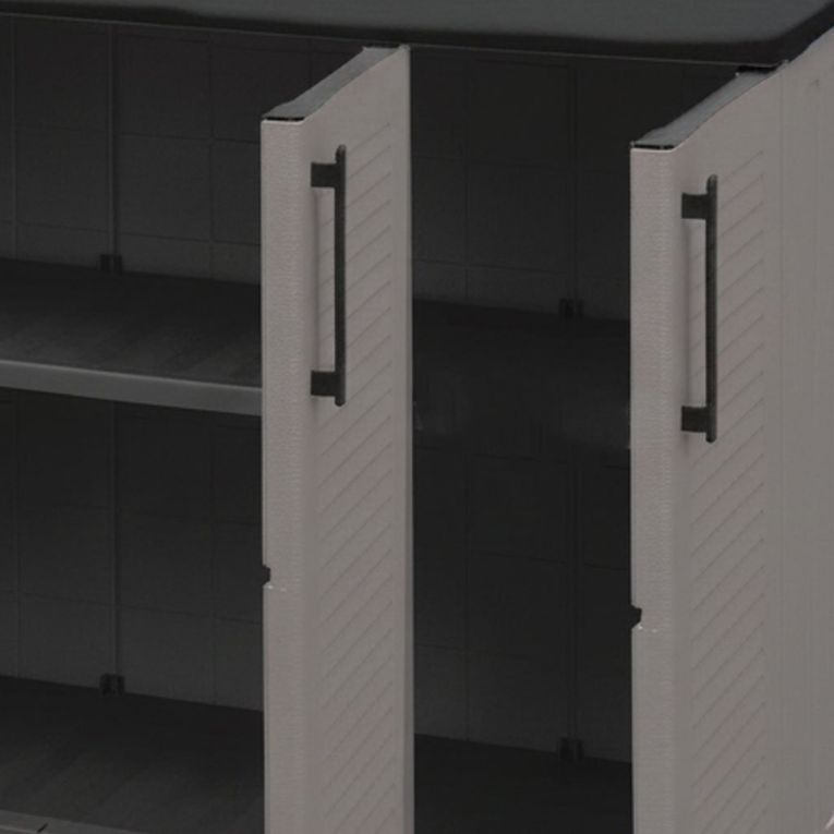 Set Armadi da Esterno Grigio Nero 4 Ripiani Apertura Battente, Resistente ai Raggi uv Impermeabile Made in Italy - Orvinio