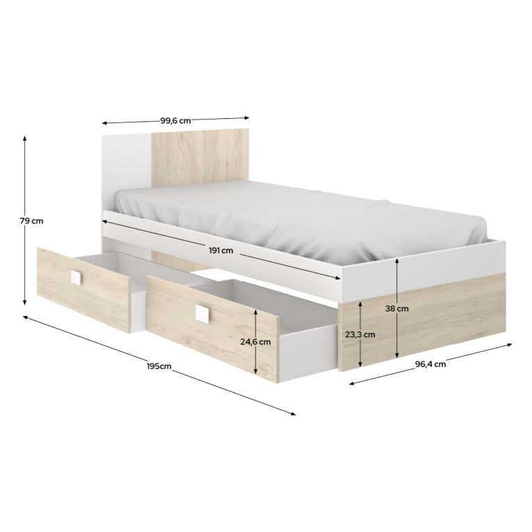 Set Camera da Letto Bianco Marrone Rovere Appendiabiti 6 Cassetti, 6 Ripiani - Redwood