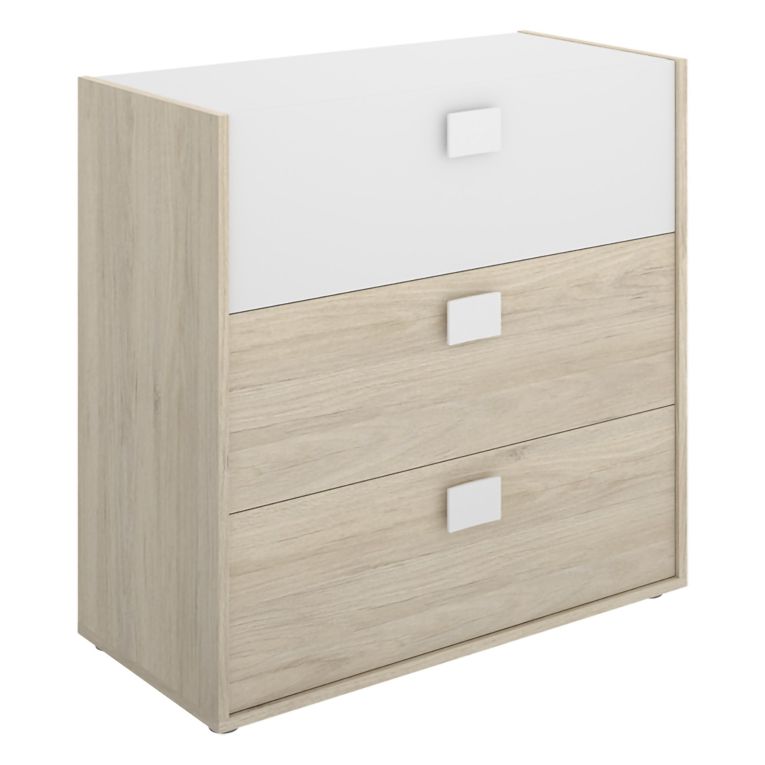 Set Camera da Letto Bianco Marrone Rovere Appendiabiti 6 Cassetti, 6 Ripiani - Redwood