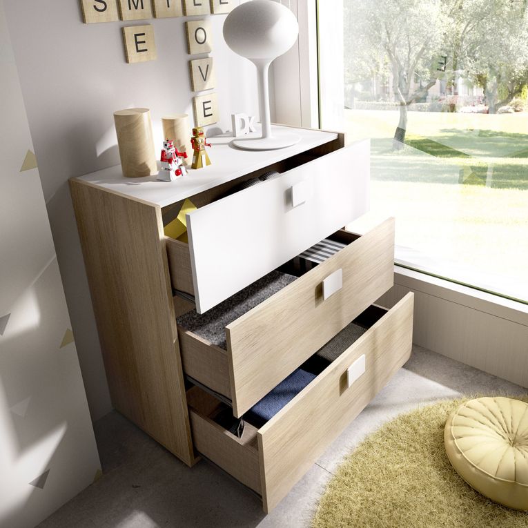 Set Camera da Letto Bianco Marrone Rovere Appendiabiti 6 Cassetti, 6 Ripiani - Redwood