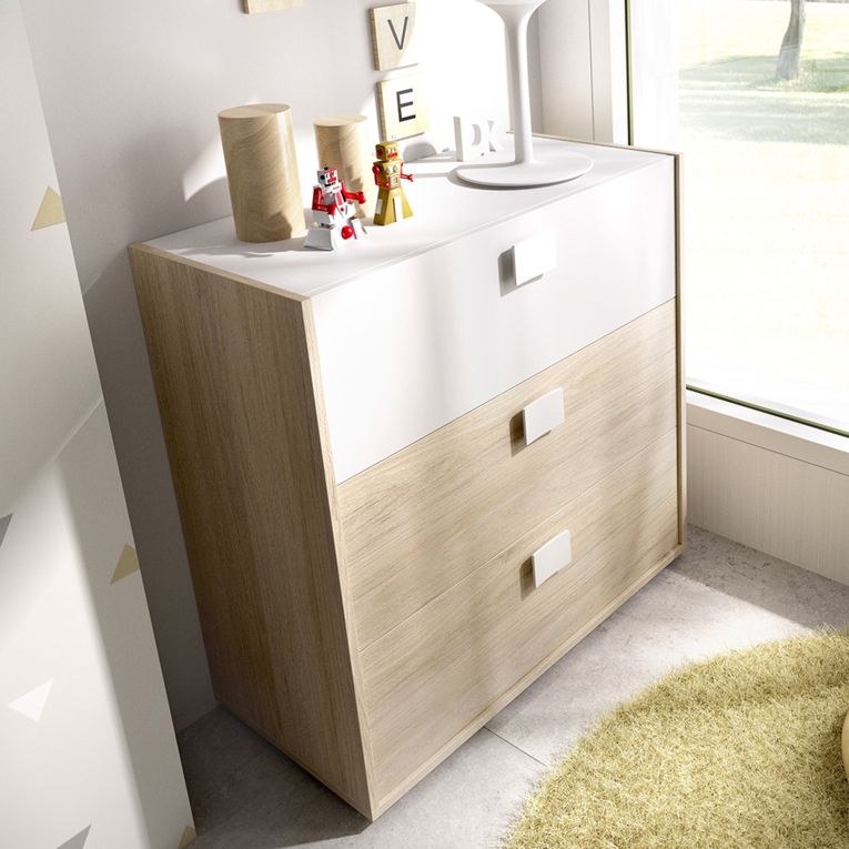 Set Camera da Letto Bianco Marrone Rovere Appendiabiti 6 Cassetti, 6 Ripiani - Redwood