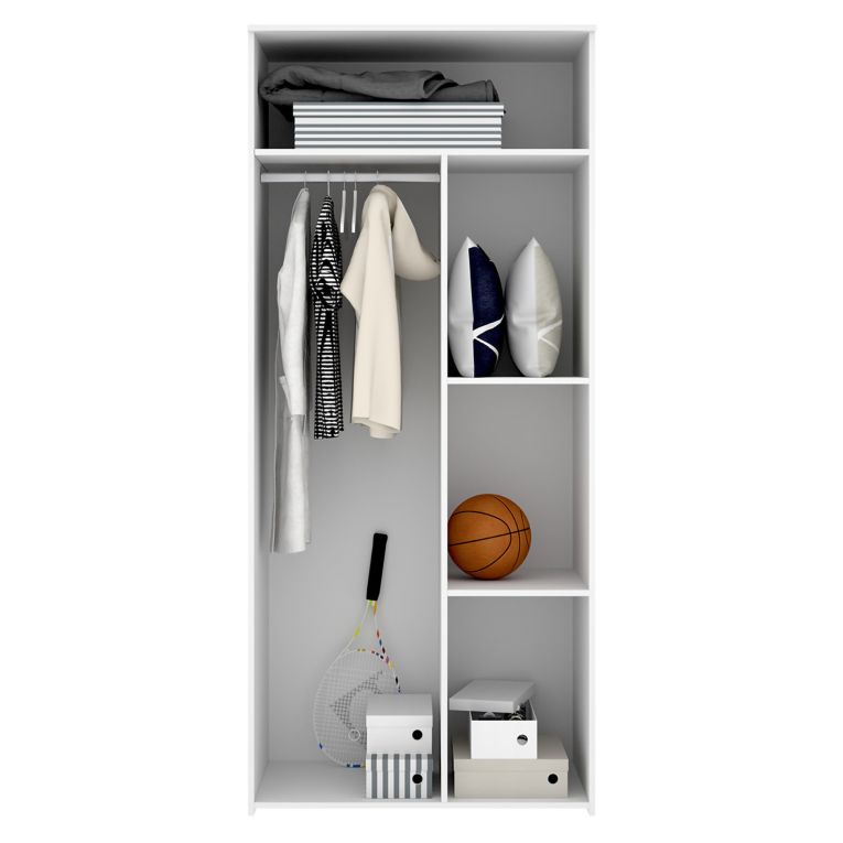 Set Camera da Letto Bianco Marrone Rovere Appendiabiti 6 Cassetti, 6 Ripiani - Redwood
