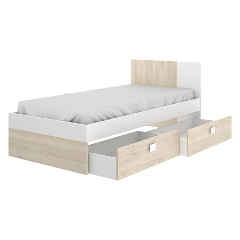 Set Camera da Letto Bianco Marrone Rovere Appendiabiti 6 Cassetti, 6 Ripiani - Redwood