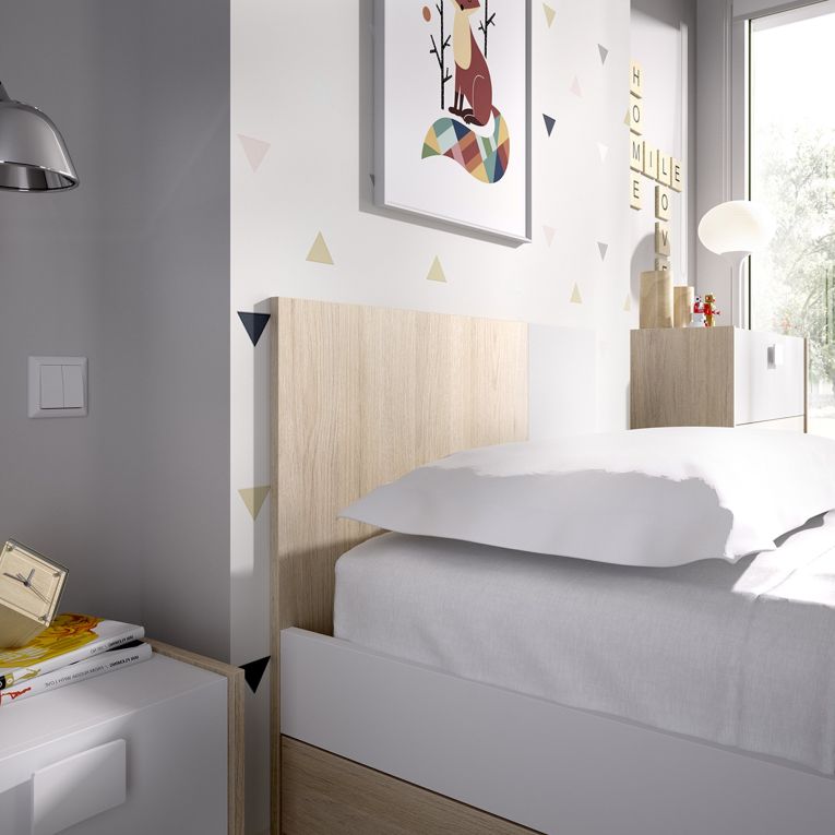 Set Camera da Letto Bianco Marrone Rovere Appendiabiti 6 Cassetti, 6 Ripiani - Redwood