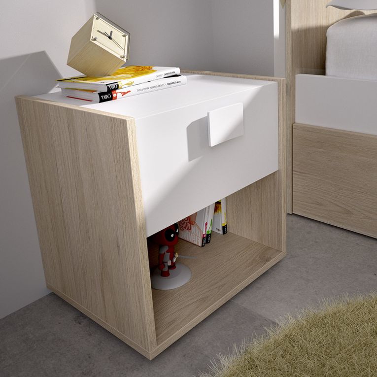 Set Camera da Letto Bianco Marrone Rovere Appendiabiti 6 Cassetti, 6 Ripiani - Redwood