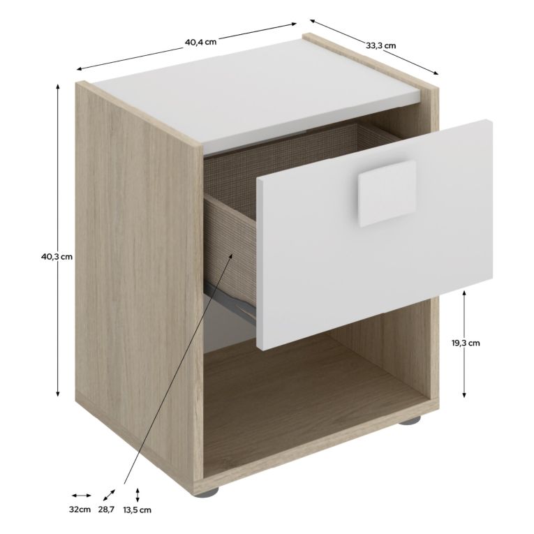Set Camera da Letto Bianco Marrone Rovere Appendiabiti 6 Cassetti, 6 Ripiani - Redwood