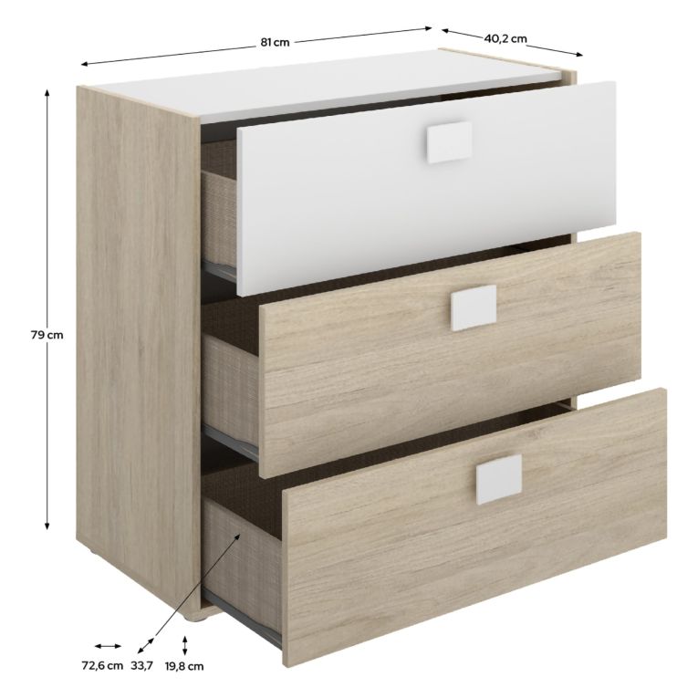 Set Camera da Letto Bianco Marrone Rovere Appendiabiti 6 Cassetti, 6 Ripiani - Redwood