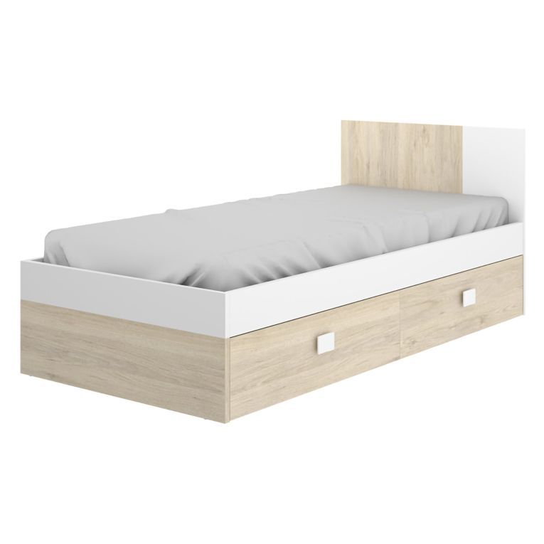 Set Camera da Letto Bianco Marrone Rovere Appendiabiti 6 Cassetti, 6 Ripiani - Redwood