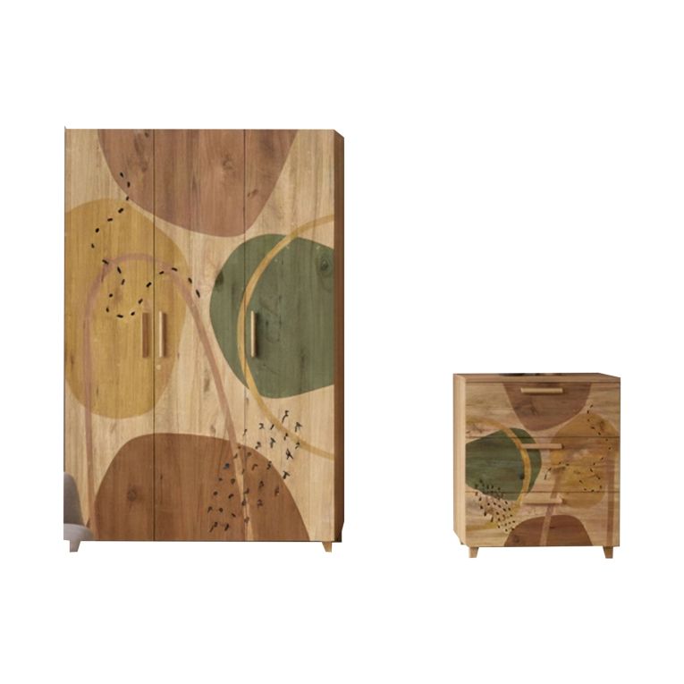Set Camera da Letto Marrone Quercia Marrone 5 Ripiani 3 Cassetti, 3 Ante - Epiro