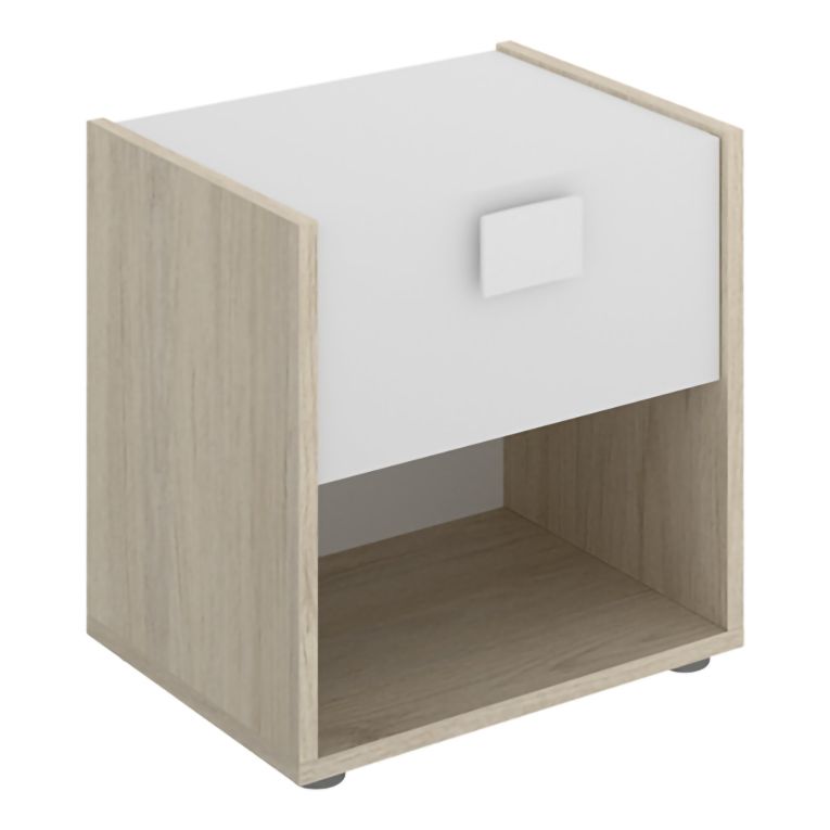 Set Camera da Letto Marrone Rovere Bianco 4 Cassetti 2 Ripiani, Ante - Oakhurst