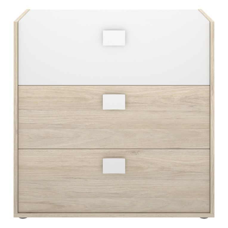 Set Camera da Letto Marrone Rovere Bianco 4 Cassetti 2 Ripiani, Ante - Oakhurst