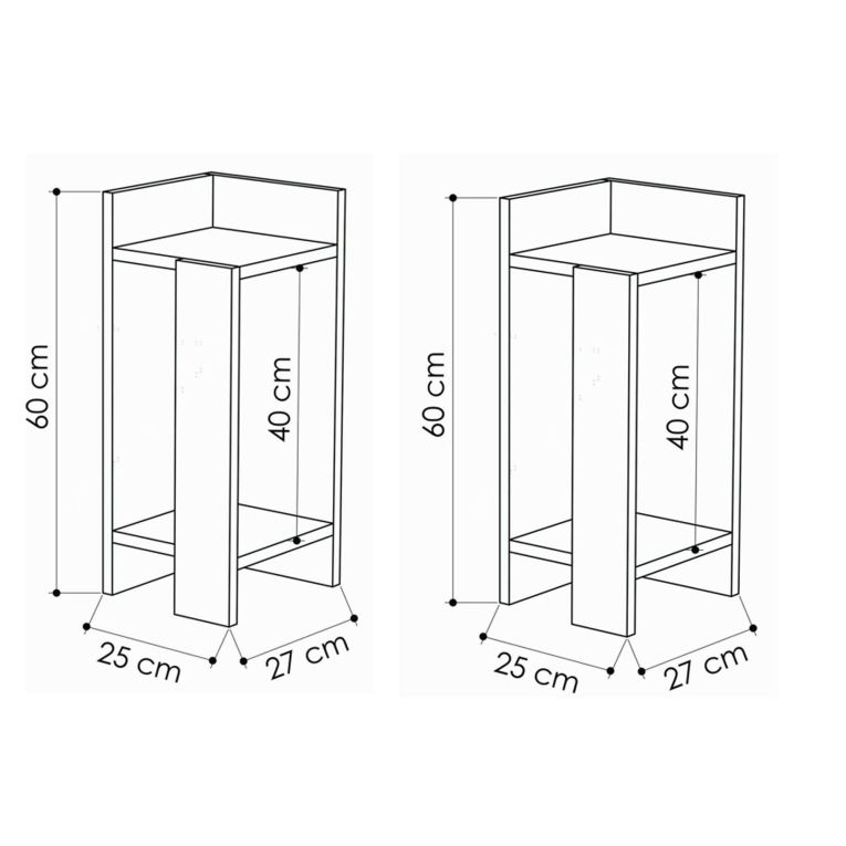 Set Comodini Bianco 4 Ripiani Colore Ripiano Bianco, Elementi Inclusi 2 Comodini - Tartano