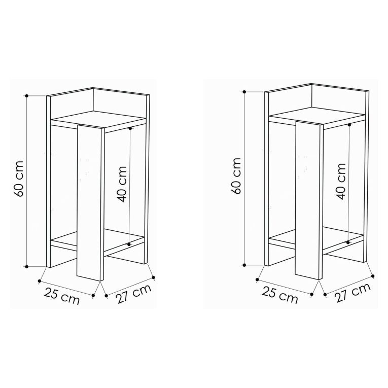 Set Comodini Grigio Tortora 4 Ripiani Colore Ripiano Grigio, Elementi Inclusi 2 Comodini - Tartano