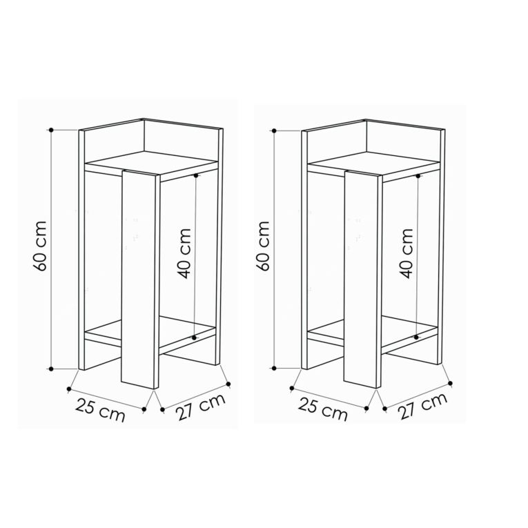 Set Comodini Marrone Quercia Nero Antracite 4 Ripiani Colore Ripiano Marrone, Elementi Inclusi 2 Comodini - Tartano