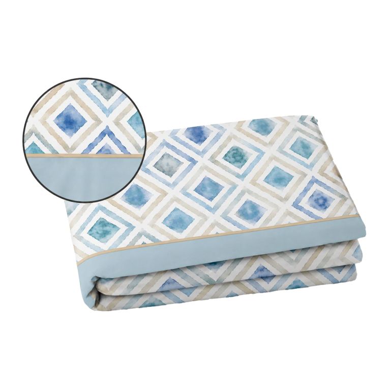Set Completo Letto Matrimoniale Azzurro 50% Cotone 50% Poliestere, Lavabile in Lavatrice - Sateneha Luxury