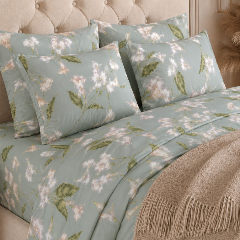 Set Completo Letto Matrimoniale Azzurro Bianco 100% Puro Cotone, Lavabile in Lavatrice - Rovanone Luxury