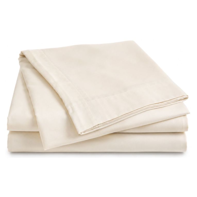 Set Completo Letto Matrimoniale Bianco Avorio 100% Puro Cotone , Lavabile in Lavatrice - Rova Luxury