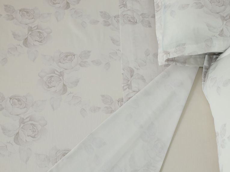Set Completo Letto Matrimoniale Bianco Crema Rosa Antico Raso 250 Fili in Cotone Pettinato e Mercerizzato - Samesoda Luxury
