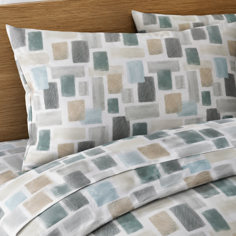 Set Completo Letto Matrimoniale blu Marrone 100% Puro Cotone, Lavabile in Lavatrice - Rovanone Luxury