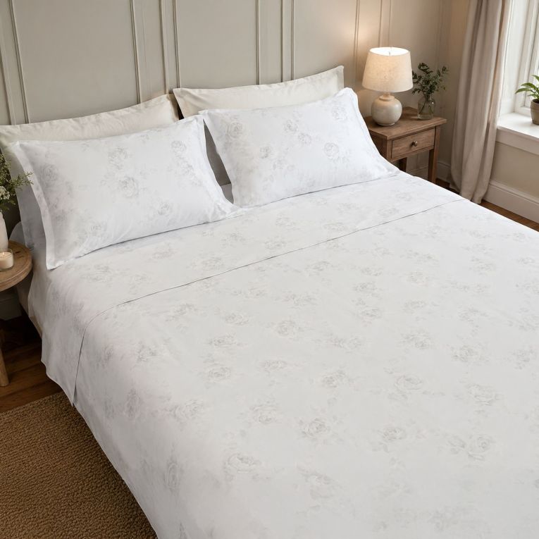 Set Completo Letto Matrimoniale Grigio Raso 250 Fili in Cotone Pettinato e Mercerizzato, Lavabile in Lavatrice - Samesoda Luxury