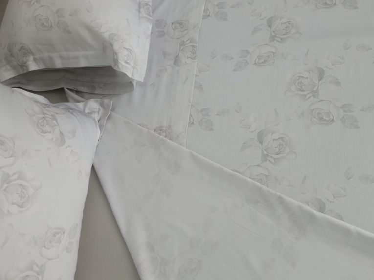 Set Completo Letto Matrimoniale Grigio Raso 250 Fili in Cotone Pettinato e Mercerizzato, Lavabile in Lavatrice - Samesoda Luxury