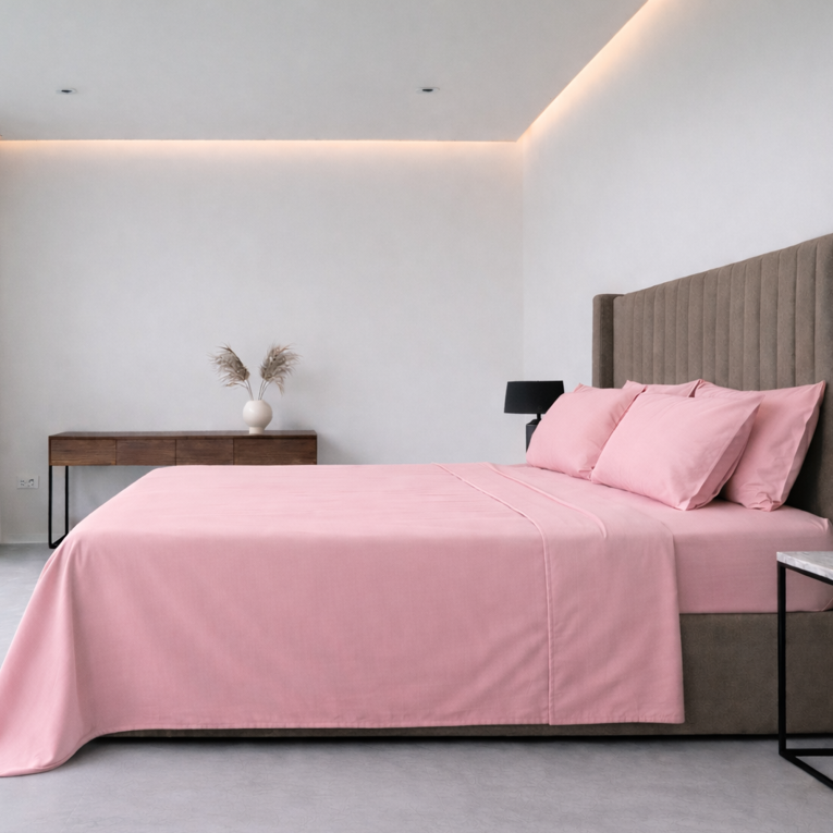 Set Completo Letto Matrimoniale Rosa 50% Cotone 50% Poliestere, Lavabile in Lavatrice - Sarisa Luxury