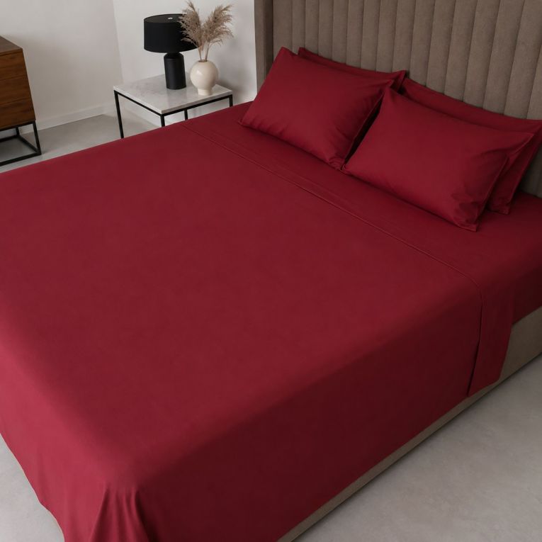 Set Completo Letto Matrimoniale Rosso 50% Cotone 50% Poliestere, Lavabile in Lavatrice - Sarisa Luxury