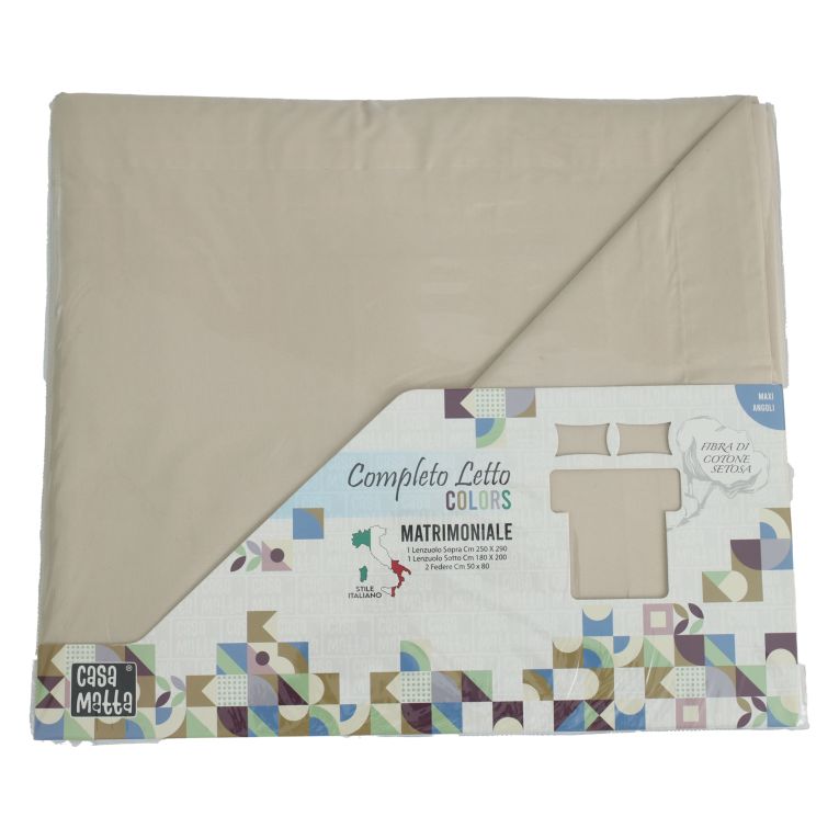 Set Completo Letto Piazza e Mezza Bianco Ecrù 50% Cotone 50% Poliestere , Lavabile in Lavatrice - Sarenina Luxury