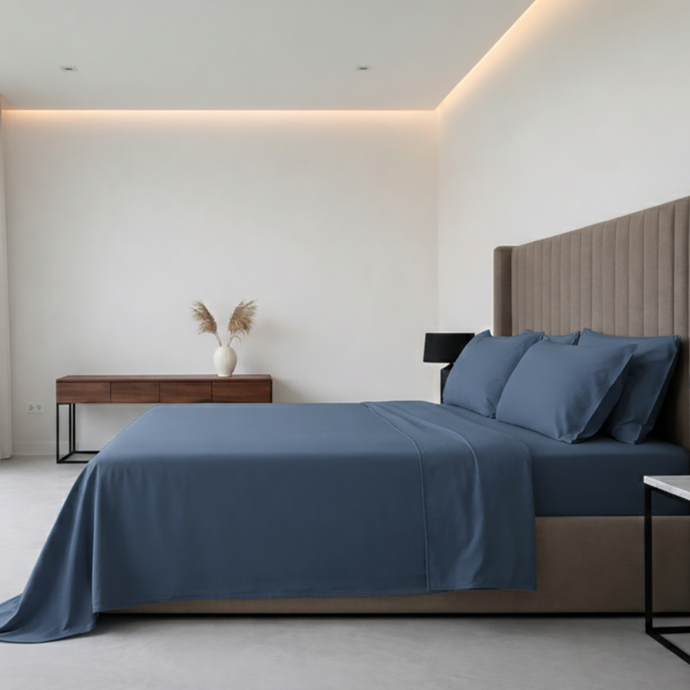 Set Completo Letto Piazza e Mezza blu Mare 50% Cotone 50% Poliestere , Lavabile in Lavatrice - Sarenina Luxury