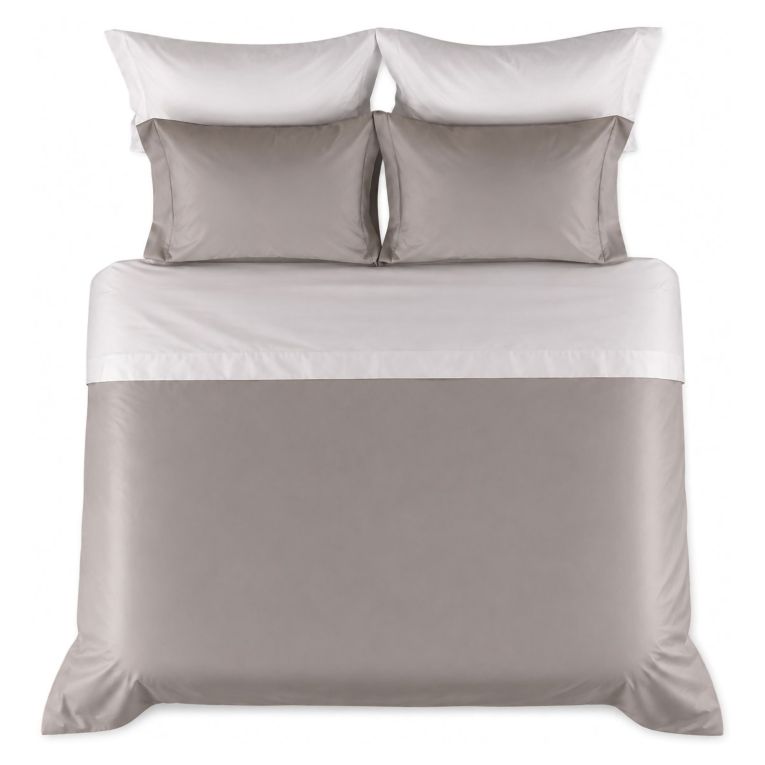 Set Completo Letto Piazza e Mezza Grigio Percalle 170 Fili in Cotone Pettinato e Mercerizzato, Lavabile in Lavatrice - Rosirora Luxury