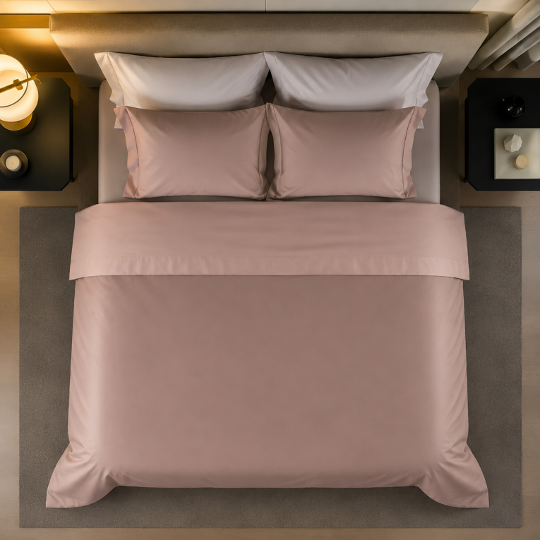 Set Completo Letto Piazza e Mezza Rosa Percalle 170 Fili in Cotone Pettinato e Mercerizzato, Lavabile in Lavatrice - Rosirora Luxury
