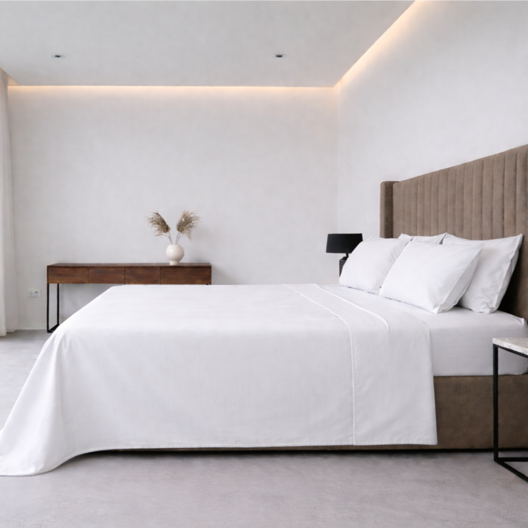 Set Completo Letto Singolo Bianco 50% Cotone 50% Poliestere, Lavabile in Lavatrice - Sapatalo Luxury