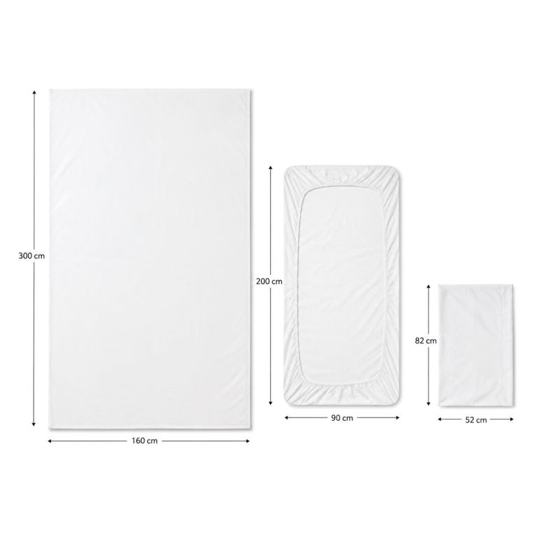 Set Completo Letto Singolo Bianco Crema oro Percalle 170 Fili in Cotone Pettinato e Mercerizzato - Roserada Luxury