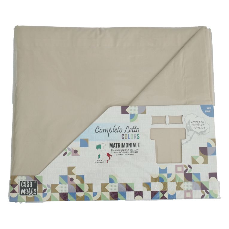 Set Completo Letto Singolo Bianco Ecrù 50% Cotone 50% Poliestere , Lavabile in Lavatrice - Sapatalo Luxury