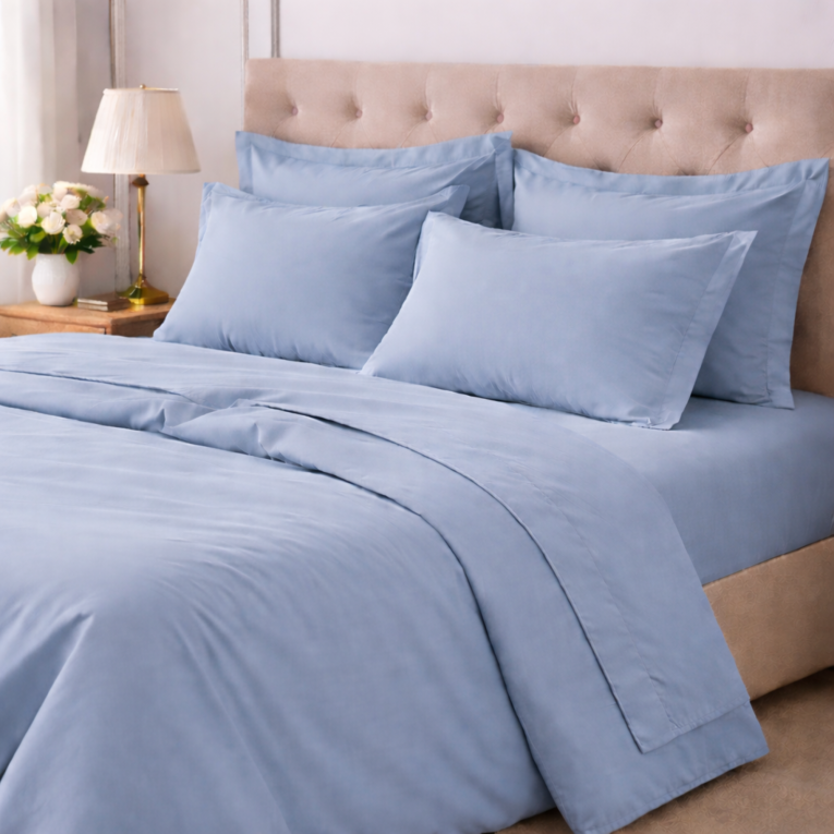Set Completo Letto Singolo blu Cadetto 100% Puro Cotone , Lavabile in Lavatrice - Rotihamo Luxury