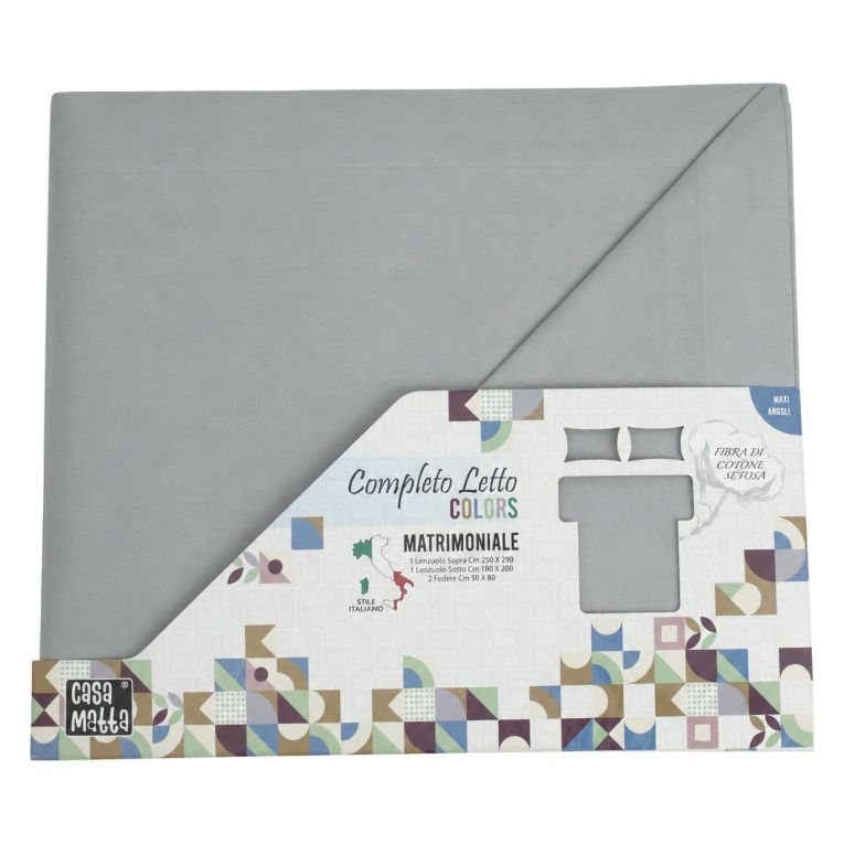 Set Completo Letto Singolo Grigio Pietra 50% Cotone 50% Poliestere , Lavabile in Lavatrice - Sapatalo Luxury