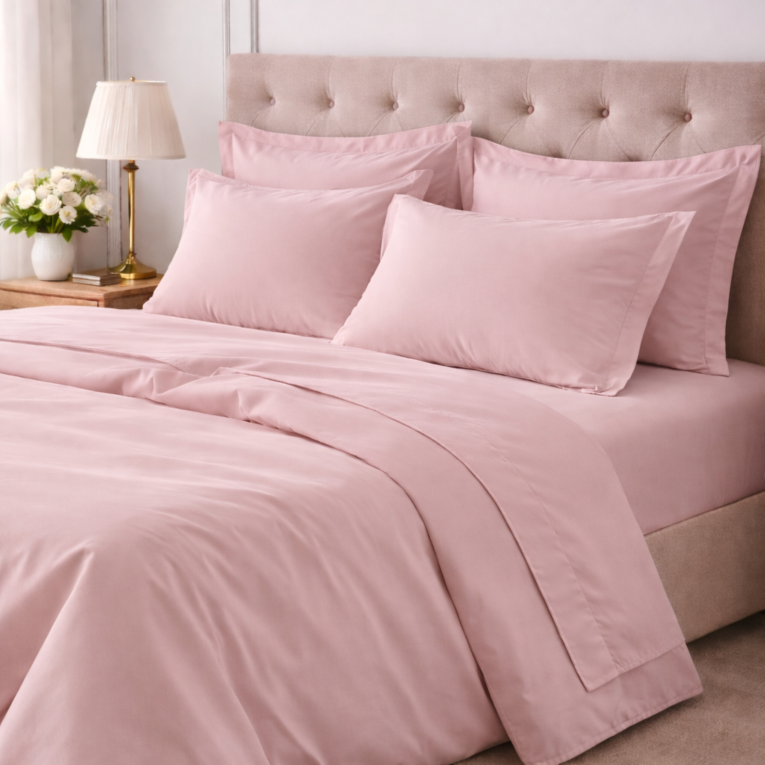 Set Completo Letto Singolo Rosa 100% Puro Cotone, Lavabile in Lavatrice - Rotihamo Luxury