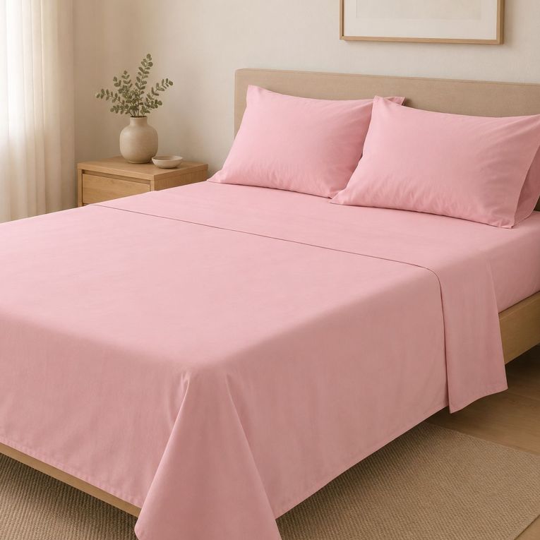 Set Completo Letto Singolo Rosa 50% Cotone 50% Poliestere, Lavabile in Lavatrice - Sapatalo Luxury