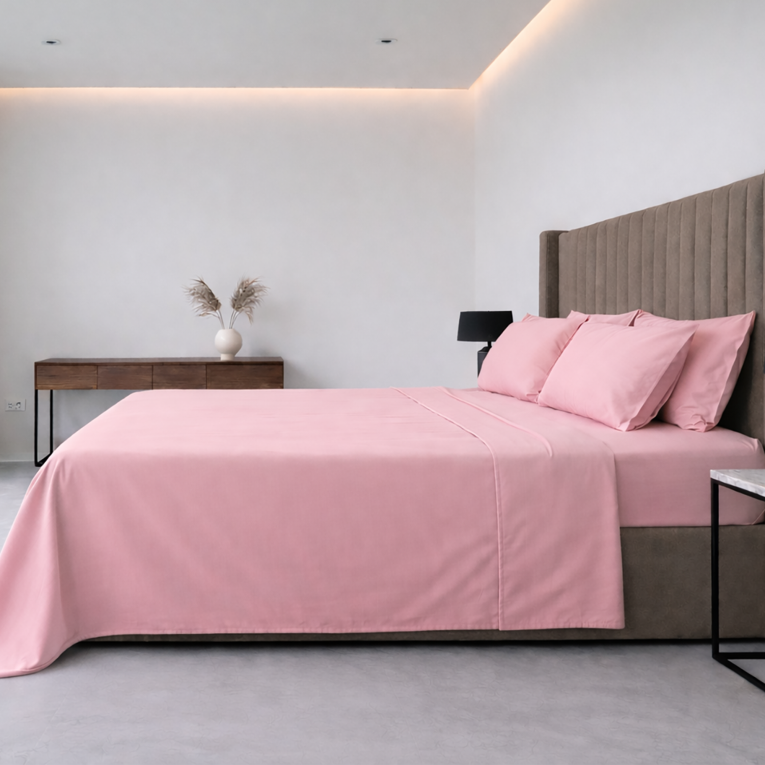 Set Completo Letto Singolo Rosa 50% Cotone 50% Poliestere, Lavabile in Lavatrice - Sapatalo Luxury