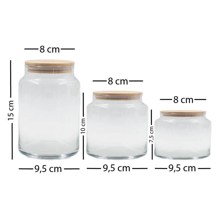 Set Contenitori Trasparente Marrone Bamboo set da 3 Colore Struttura Marrone, Materiale Struttura in Legno Nobilitato - Nibadaza