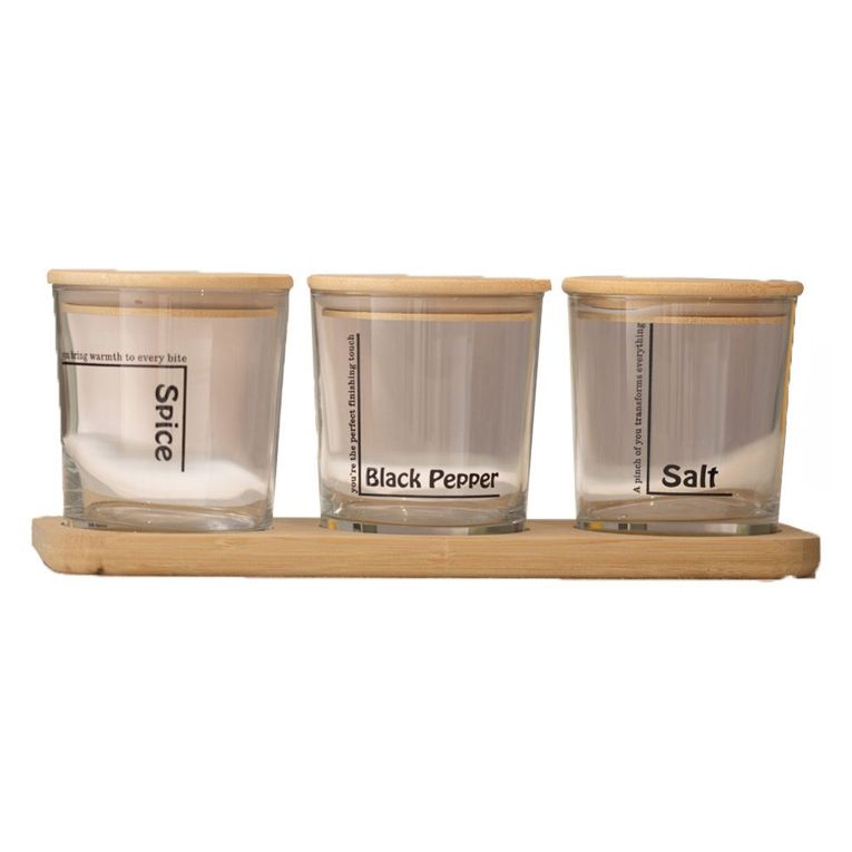 Set Contenitori Trasparente Marrone Bamboo set da 3 Colore Struttura Marrone, Materiale Struttura in Legno Nobilitato - Nibapa